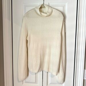 Abercrombie & Fitch Soft White Mock Turtleneck Merino Wool Blend Sweater
